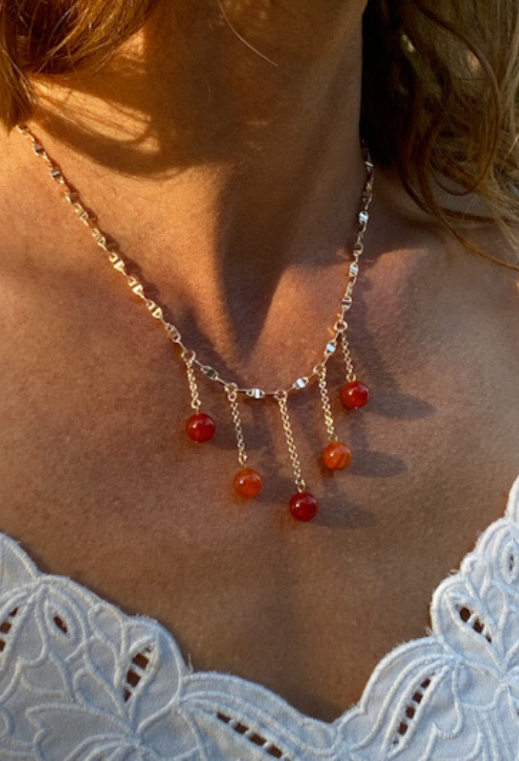 Carnelian Crystal Drop Necklace