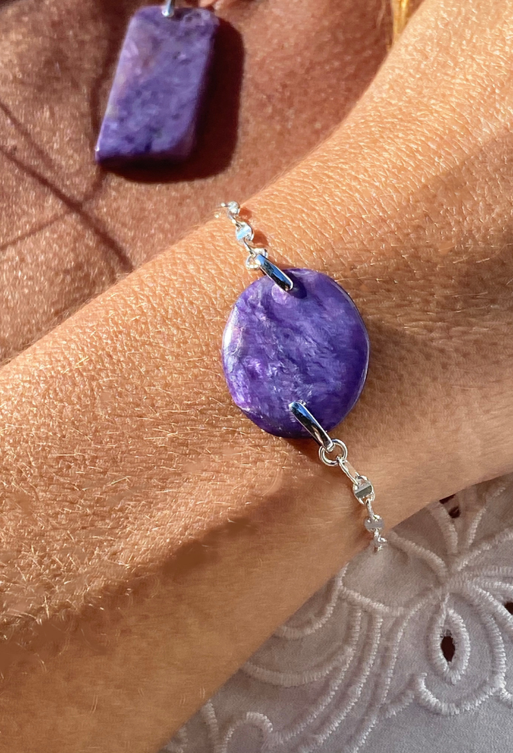 Charoite Natural Stone Pendant Necklace