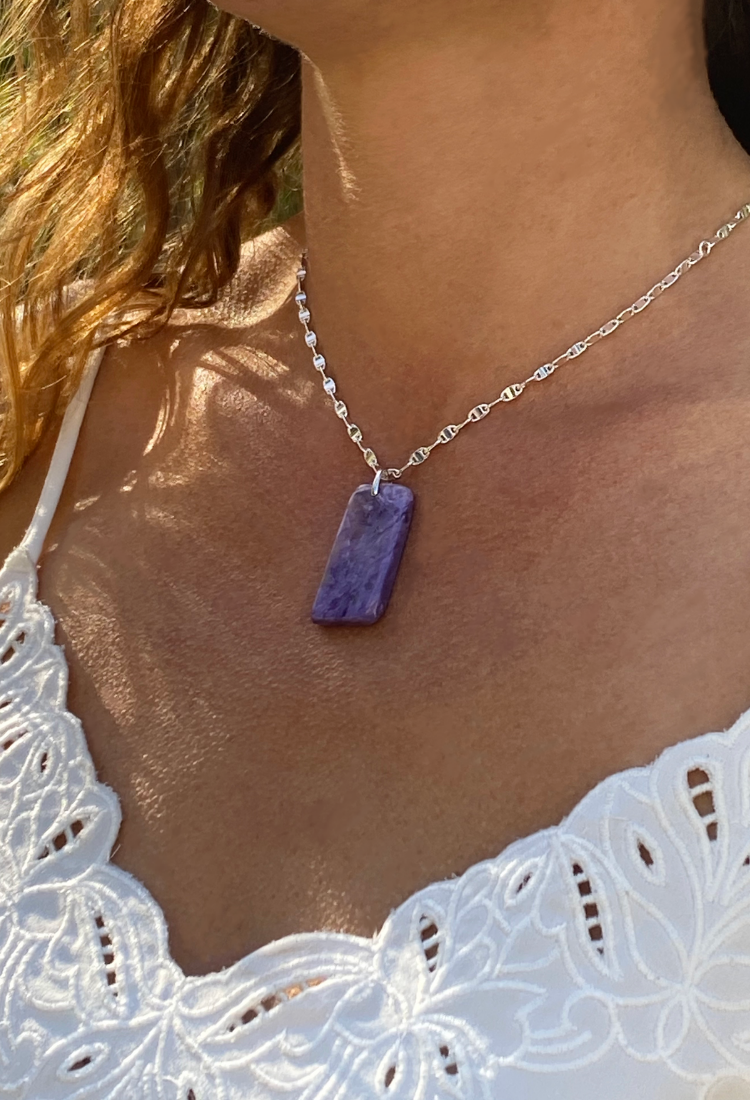 Charoite Natural Stone Pendant Necklace